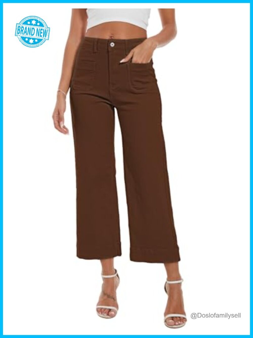 High Waisted Wide Leg Crop Jeans Stretchy Denim Capri Pants Women Trendy Flare